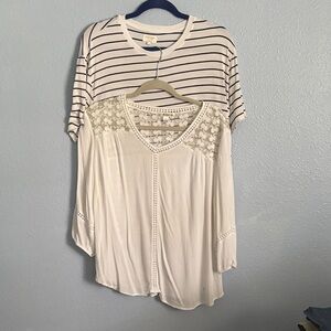 JohnPaulRichard White Embroidered Short Sleeve Top